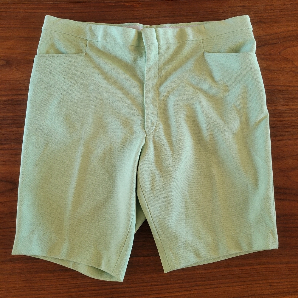 Vintage 70s Day Slacks Shorts Mint Green 38x9.5 Flat Front